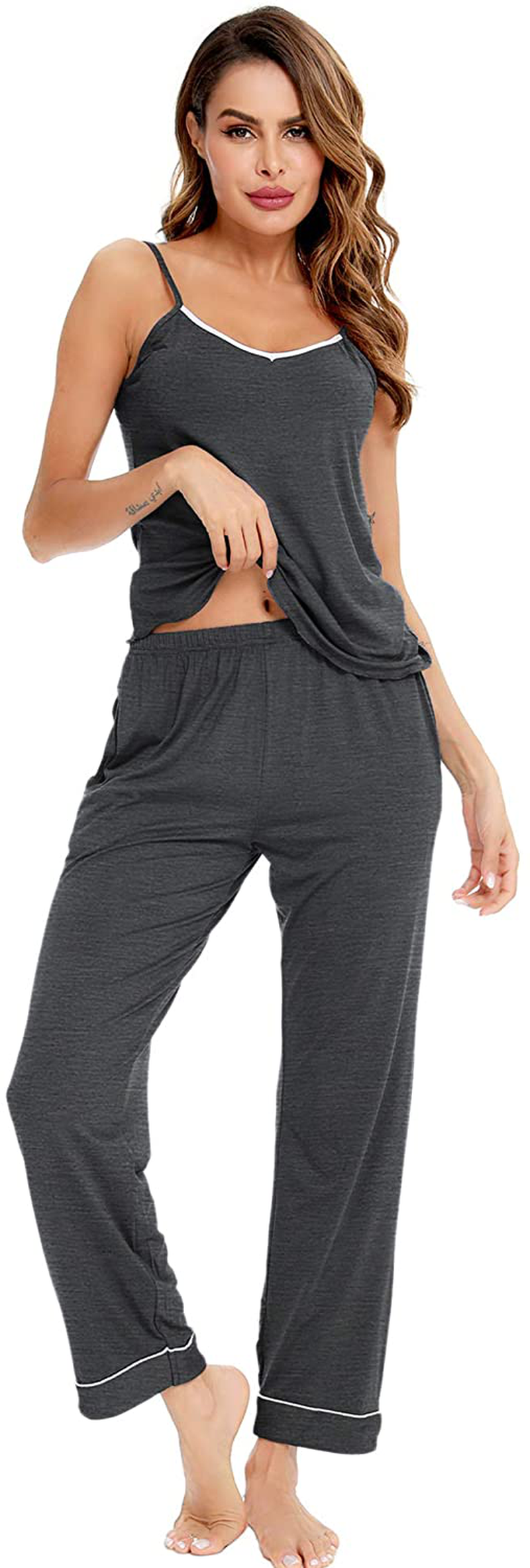 Lecgee Women'S Pajamas Set V-Neck Two Piece Sleepwear Spaghetti Strap Sleeveless Nightwear Apparel & Accessories > Clothing > Sleepwear & Loungewear Kylie Max