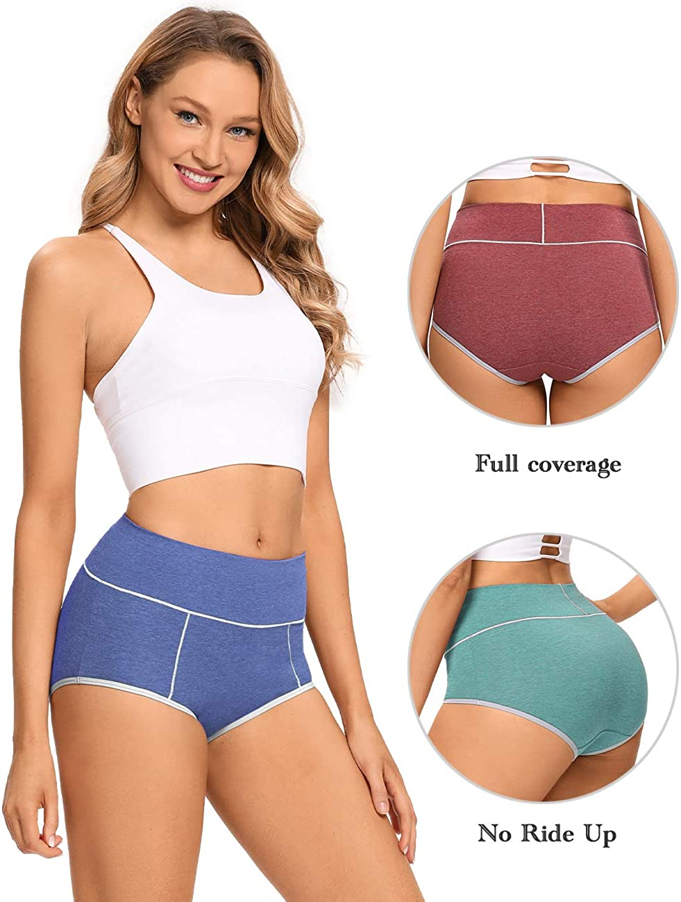 POKARLA Women'S High Waisted Cotton Underwear Soft Breathable Panties Stretch Briefs Regular & plus Size 5-Pack Apparel & Accessories > Clothing > Underwear & Socks > Underwear POKARLA