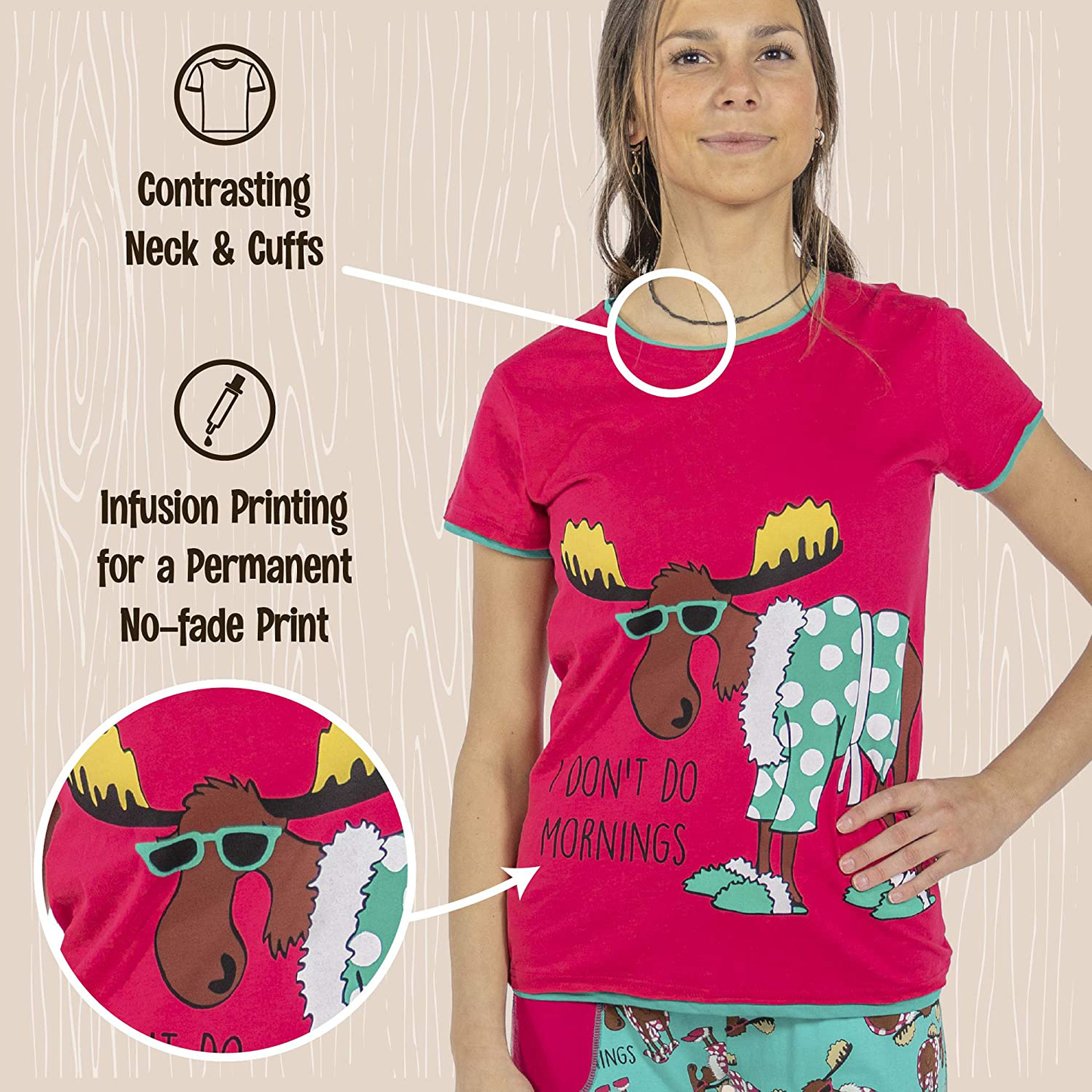 Lazy One Fitted Pajamas for Women, Cute Animal Pajama Top and Pants Separates Apparel & Accessories > Clothing > Sleepwear & Loungewear > Pajamas Kylie Max