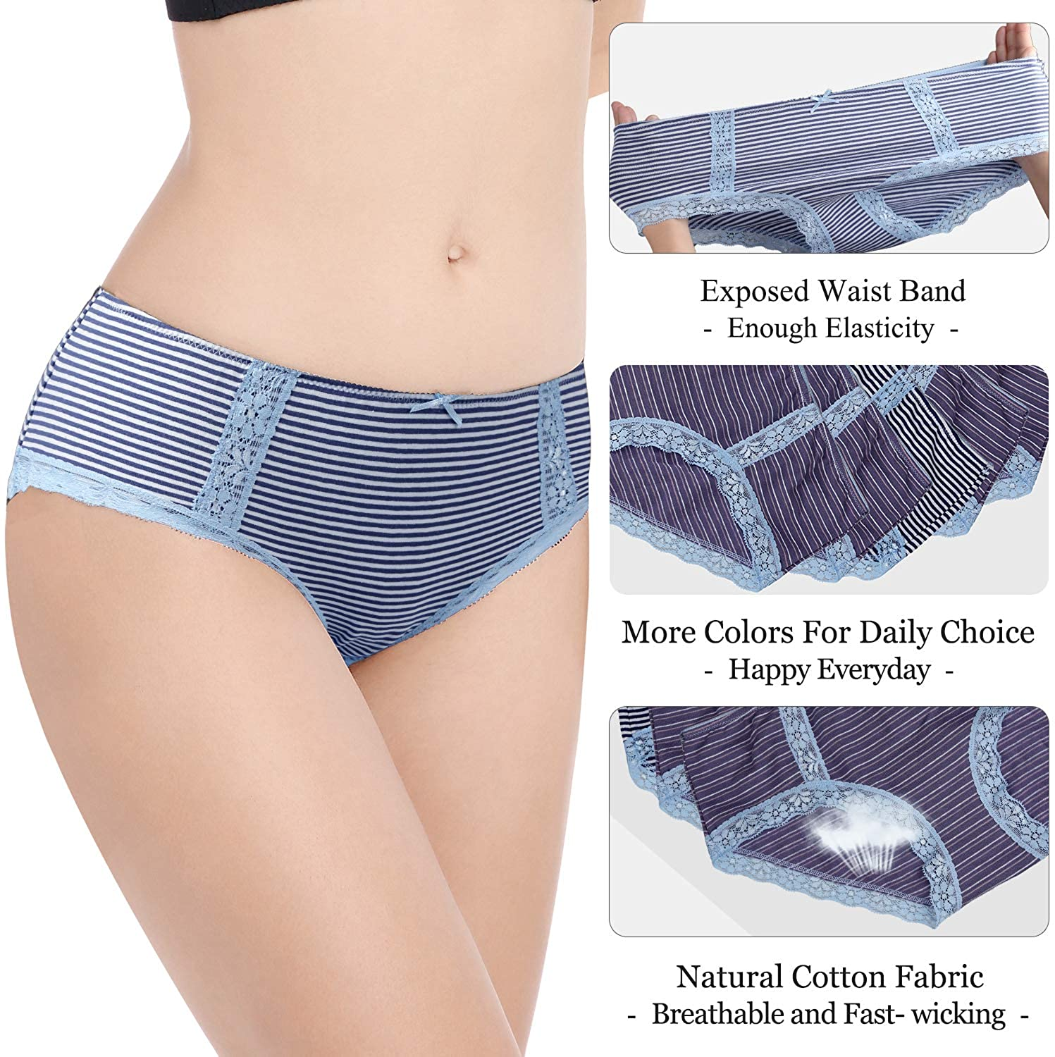 VOOKIIMO Soft Cotton Hipster Panties Womens Underwear Apparel & Accessories > Clothing > Underwear & Socks > Underwear VOOKIIMO