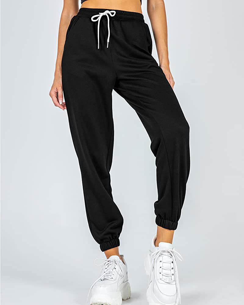 AUTOMET Women'S Cinch Bottom Sweatpants High Waisted Athletic Joggers Lounge Pants with Pockets Apparel & Accessories > Clothing > Activewear Kylie Max