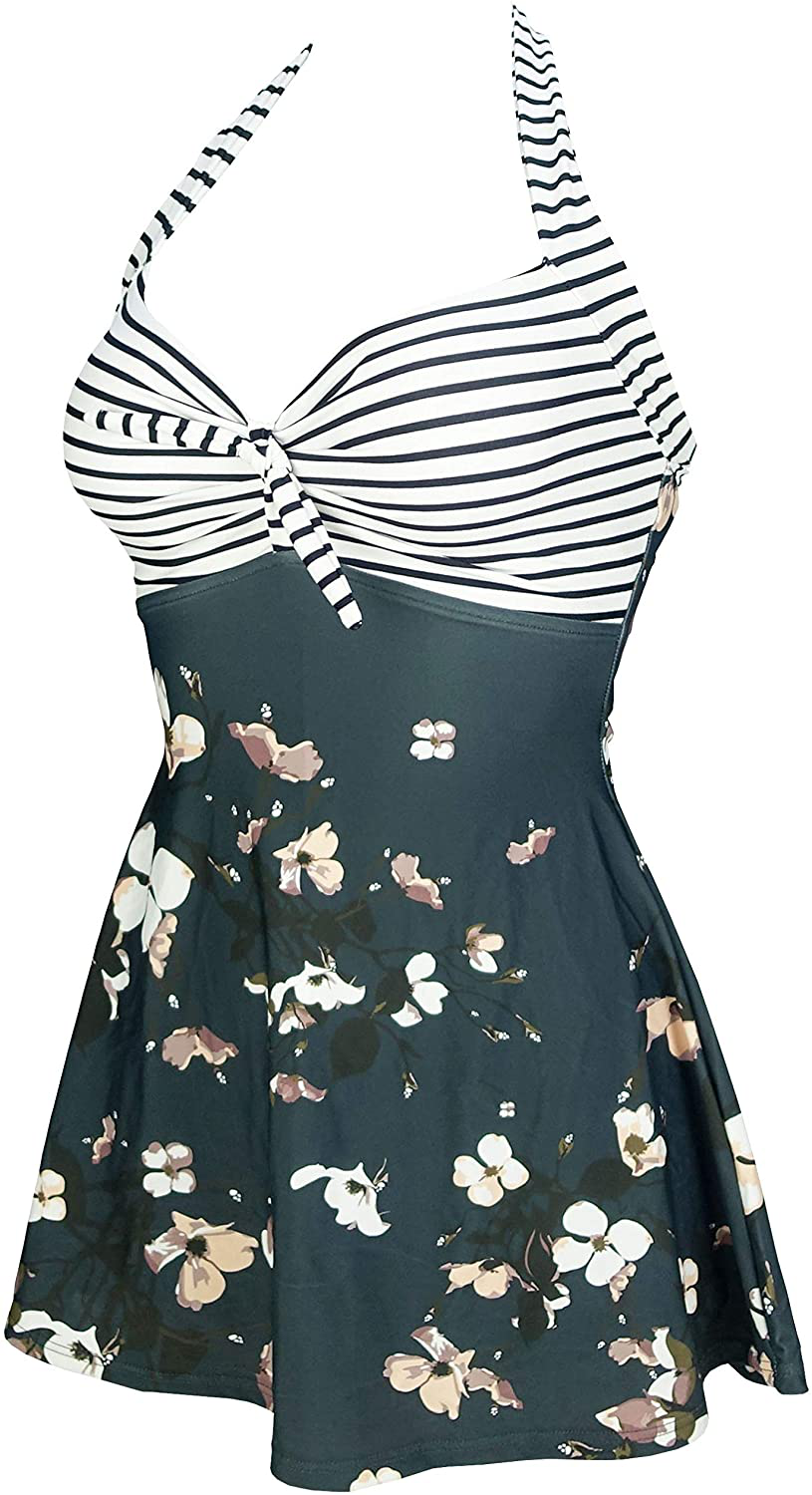 COCOSHIP Vintage Sailor Pin up Swimsuit Retro One Piece Skirtini Cover up Swimdress(Fba) Apparel & Accessories > Clothing > Swimwear Kylie Max