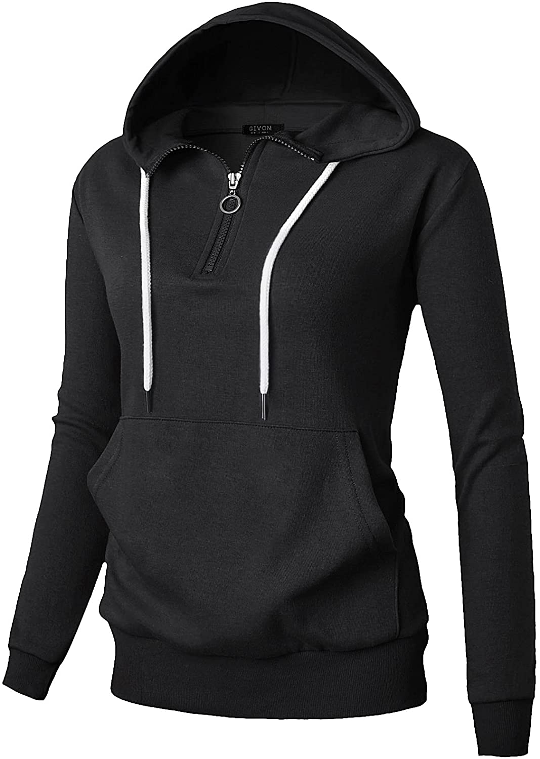 GIVON Womens Comfortable Long Sleeve Lightweight Zip-Up Hoodie with Kanga Pocket(Xs~4Xl) Apparel & Accessories > Clothing > Activewear Kylie Max