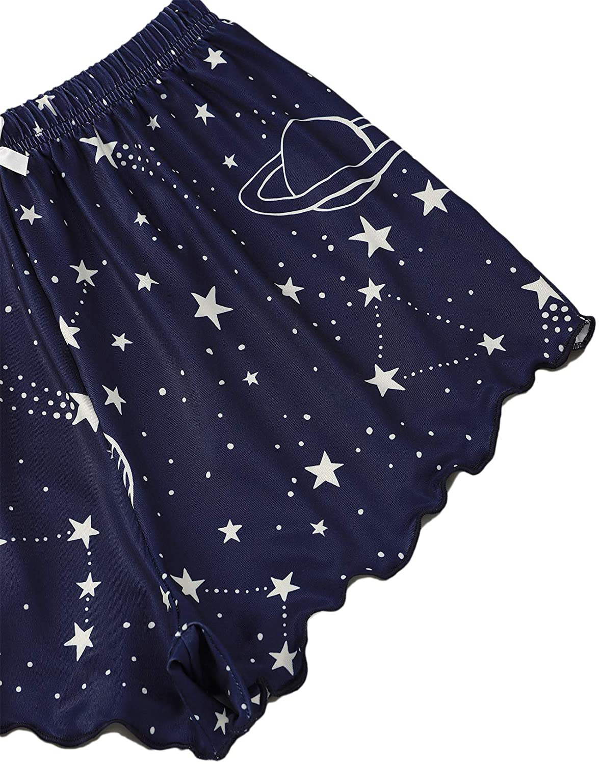 SOLY HUX Women'S Cartoon Print Lettuce Trim Cami Top and Shorts Cute Pajama Set Sleepwear Apparel & Accessories > Clothing > Sleepwear & Loungewear Kylie Max
