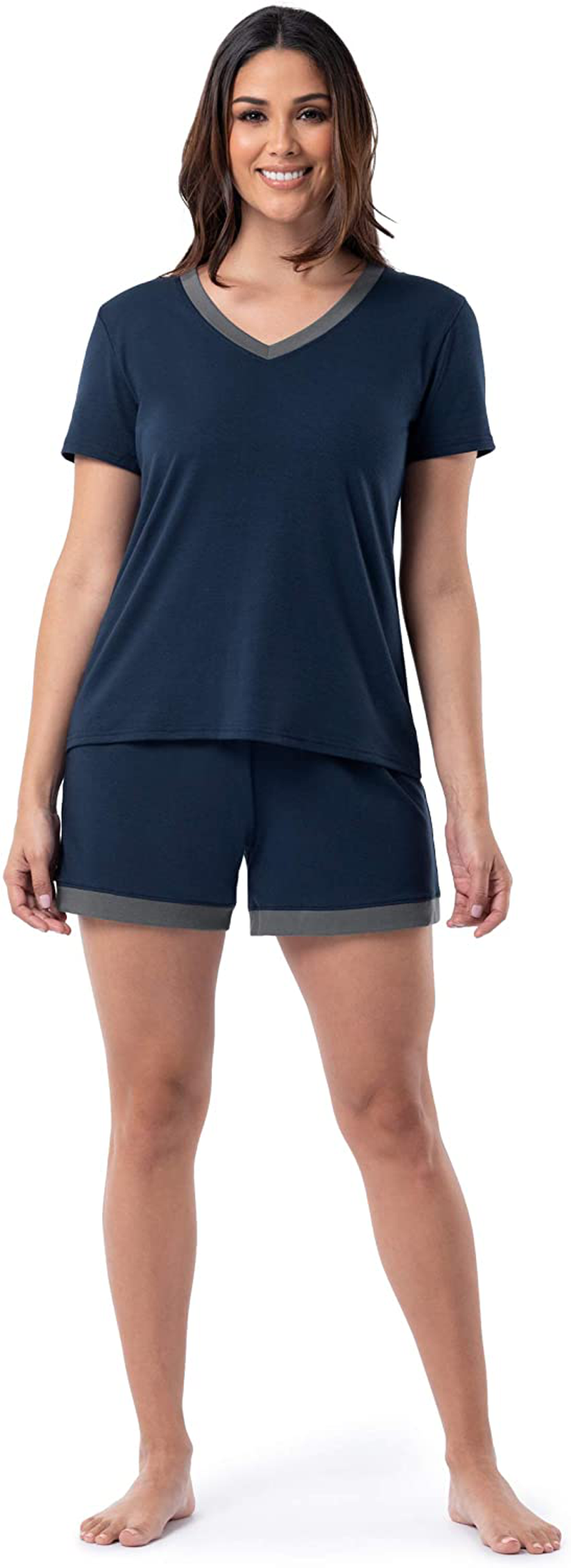Fruit of the Loom Women's Sleeve Tee and Short 2 Piece Sleep Set Apparel & Accessories > Clothing > Sleepwear & Loungewear > Pajamas Fruit of the Loom Midnight Blue X-Large