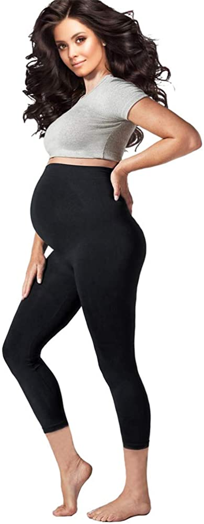 Maternity Leggings Active Wear over the Bump Pants Pregnancy Shaping over the Belly Postpartum Breastfeeding Apparel & Accessories > Clothing > Underwear & Socks > Shapewear Terramed Just Think Comfort Capri Black Medium