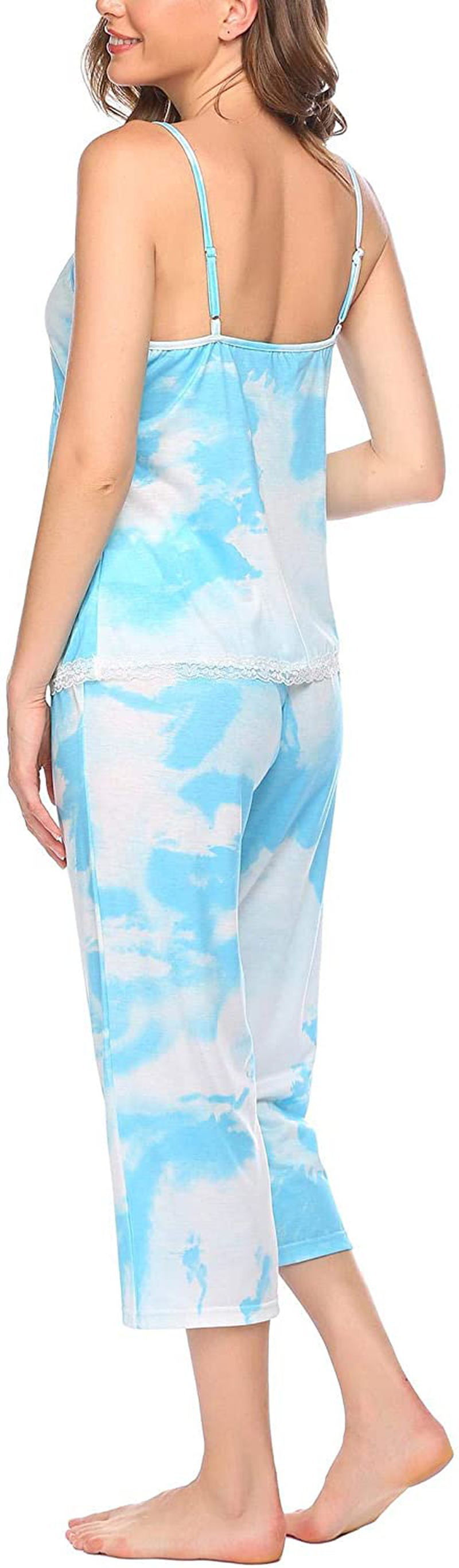 Ekouaer Womens Pajamas Set V-Neck Cami Top and Capris Pants Sleepwear Pjs Set S-XXL Apparel & Accessories > Clothing > Sleepwear & Loungewear Kylie Max
