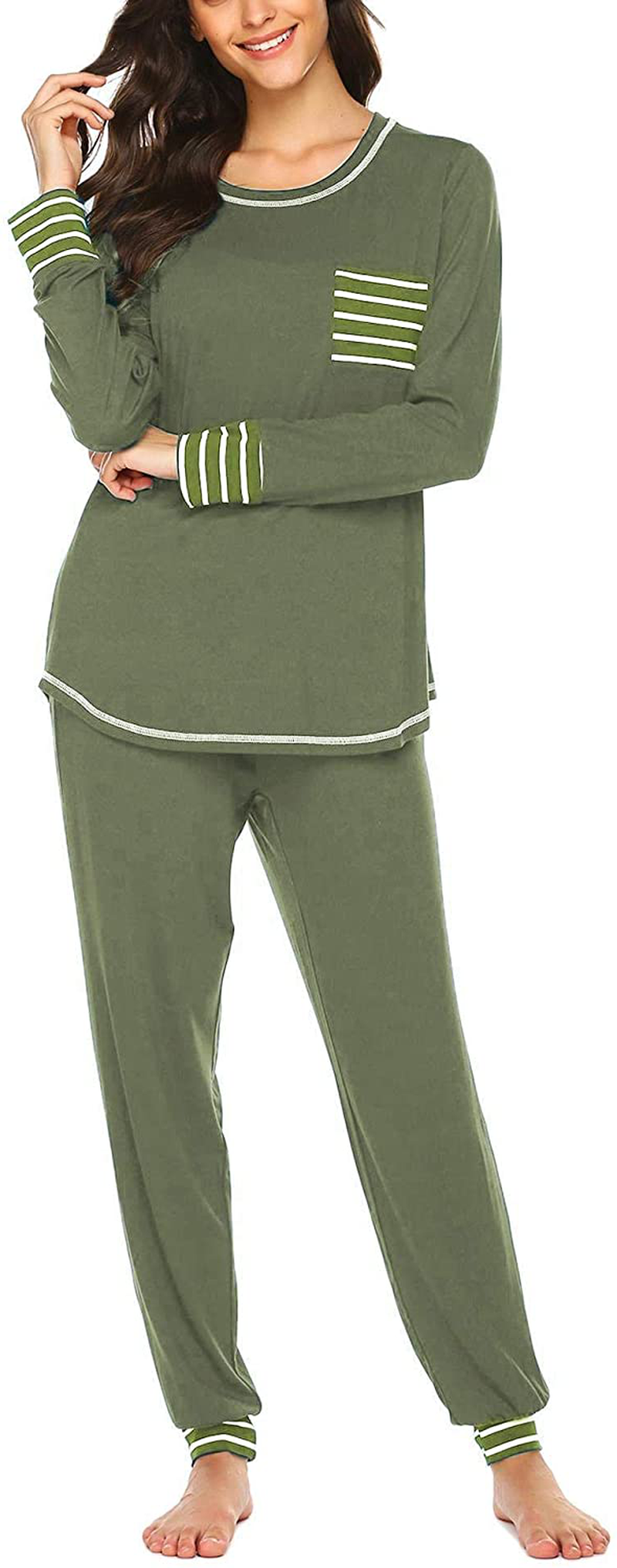 Ekouaer Pajamas Women’S Long Sleeve Sleepwear with Long Pants Soft Loungewear Pj Set S-XXL Apparel & Accessories > Clothing > Sleepwear & Loungewear > Pajamas Kylie Max