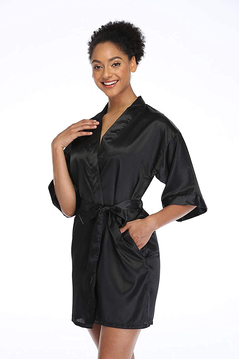 Short Silky Robe for Women Bridal Lightweight Sleepwear Satin Kimono Bathrobe Apparel & Accessories > Clothing > Sleepwear & Loungewear > Robes Ferrendo