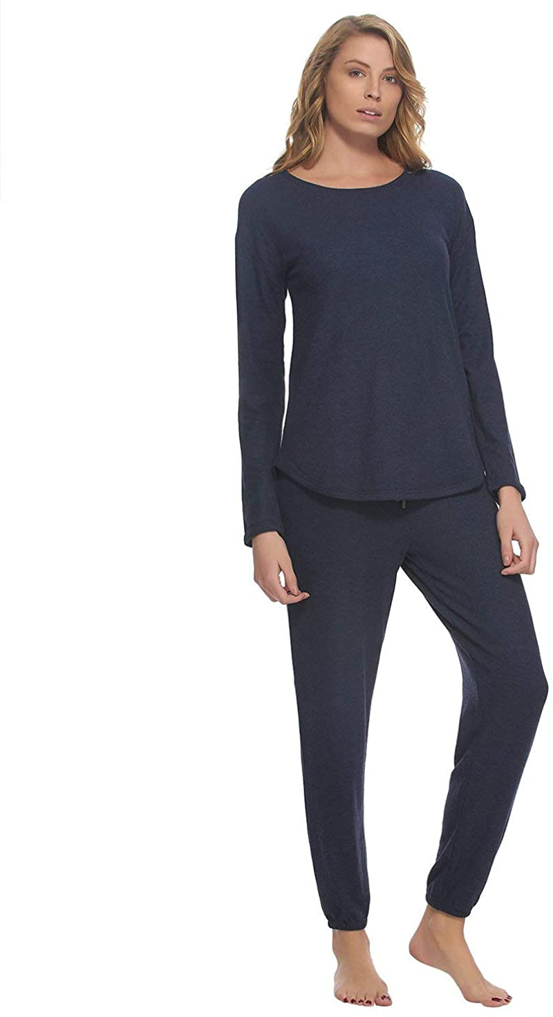 Felina | Comfyz Coco Women's 2-Piece Lounge Set | Brushed Jersey LS Top & Jogger Apparel & Accessories > Clothing > Sleepwear & Loungewear > Pajamas Felina Navy XX-Large