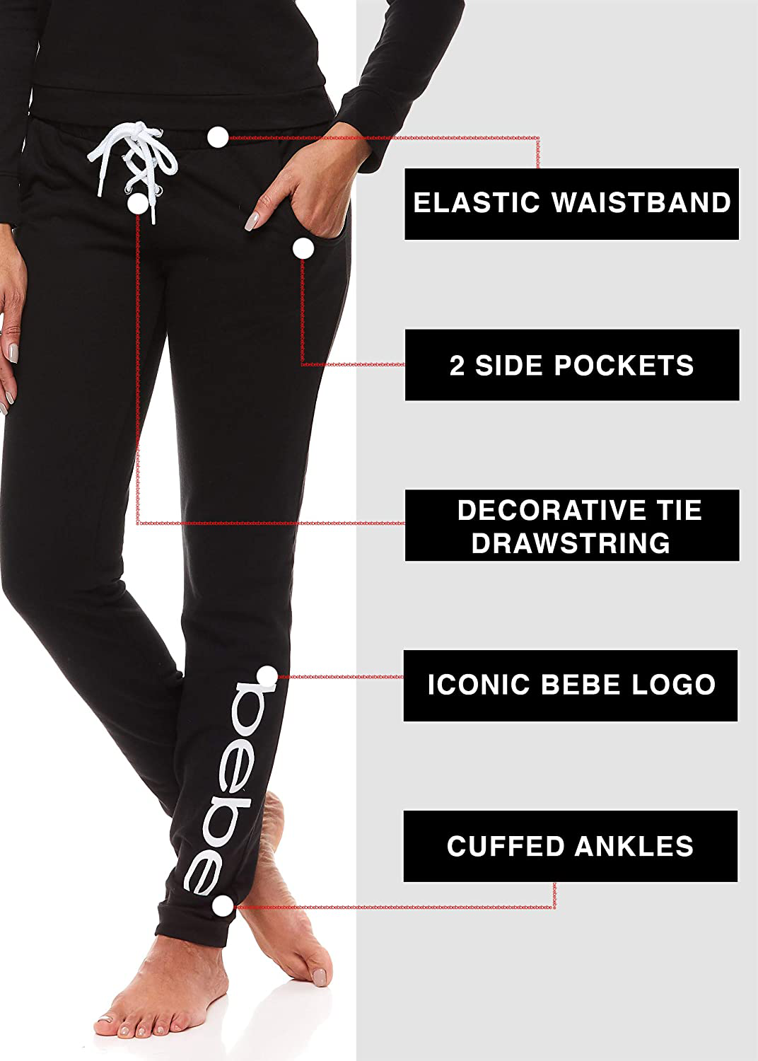 bebe Womens Cuffed Long Sleeve Shirt and Skinny Lounge Pajama Pants Sleep Set Apparel & Accessories > Clothing > Sleepwear & Loungewear > Pajamas bebe