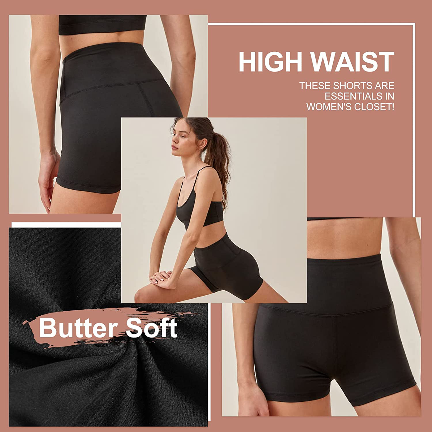 QGGQDD 3 Pack High Waisted Biker Shorts for Women – 5" Buttery Soft Black Workout Yoga Athletic Shorts Apparel & Accessories > Clothing > Shorts Kylie Max