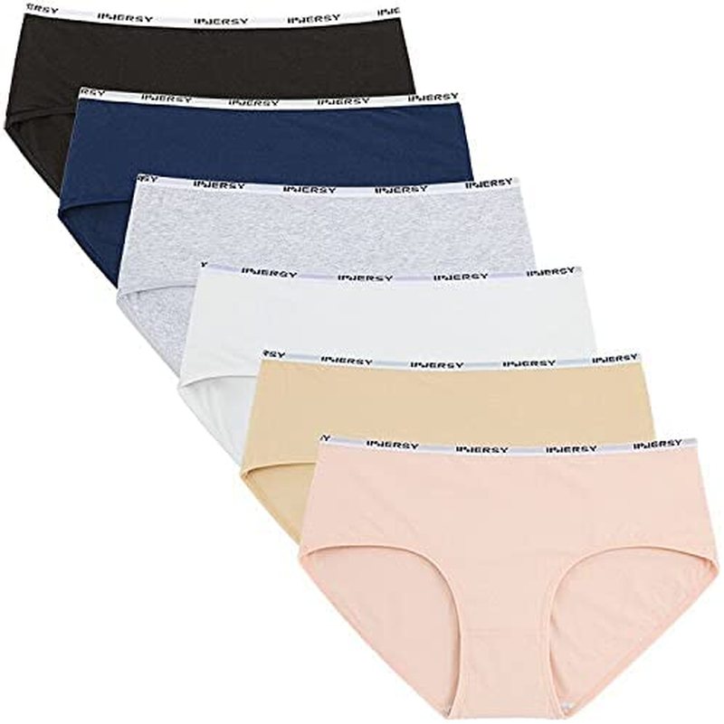 INNERSY Womens Underwear Hipster Panties Cotton Low Rise Briefs Pack of 6 Apparel & Accessories > Clothing > Underwear & Socks > Underwear INNERSY Base Color XX-Large
