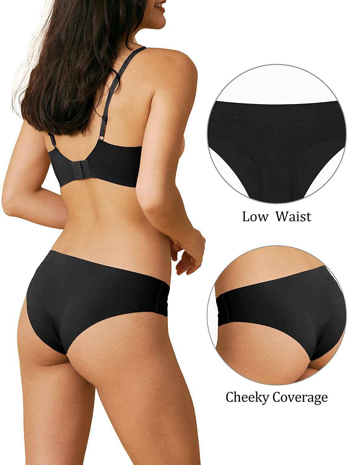 SHARICCA Women Seamless Cheeky Bikini No Show Panties Ladies Invisible Breathable Briefs Soft Stretch Underwear Multi Pack Apparel & Accessories > Clothing > Underwear & Socks > Underwear SHARICCA