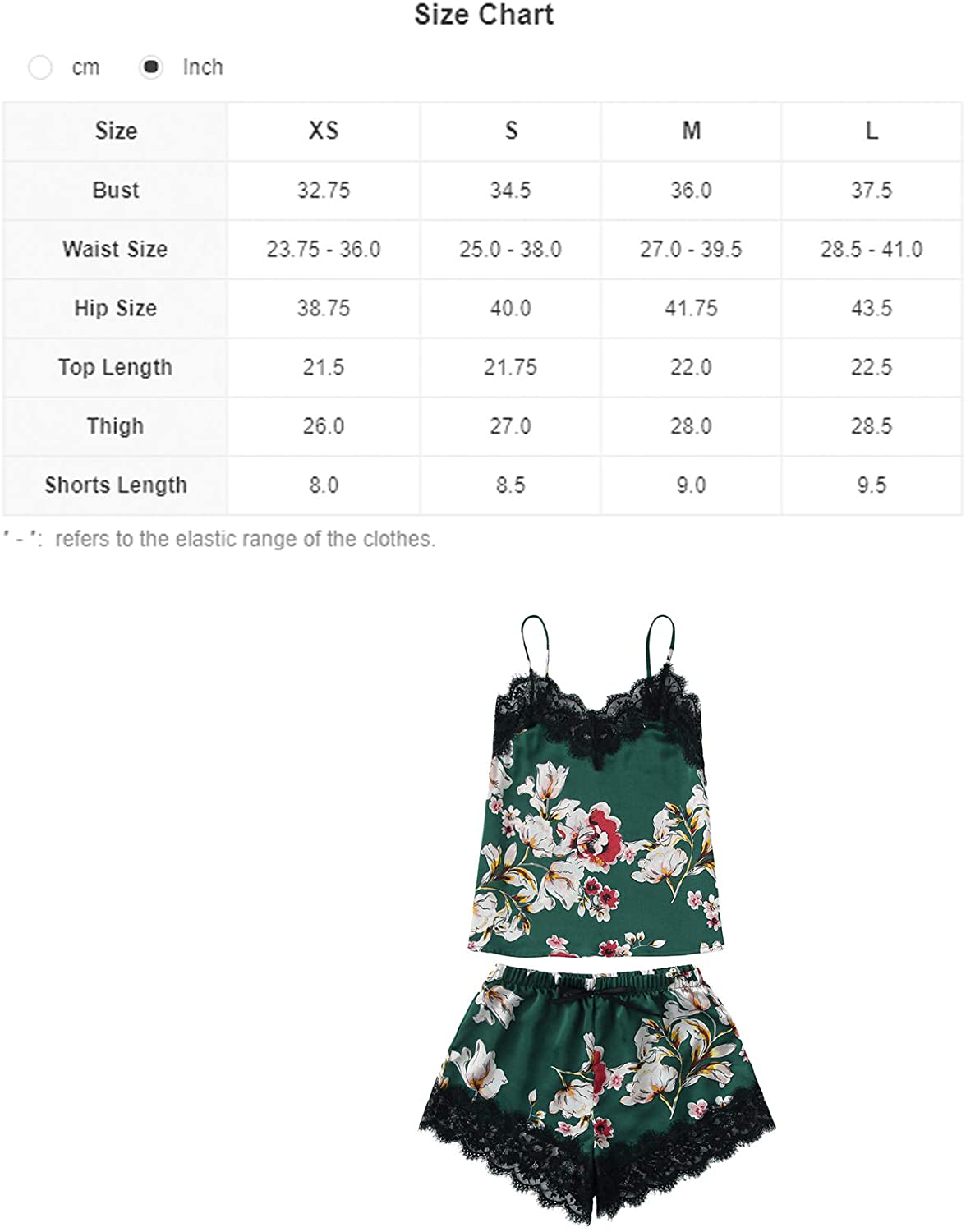 Makemechic Women'S Lace Satin Sleepwear Cami Top and Shorts Pajama Set Apparel & Accessories > Clothing > Sleepwear & Loungewear Kylie Max