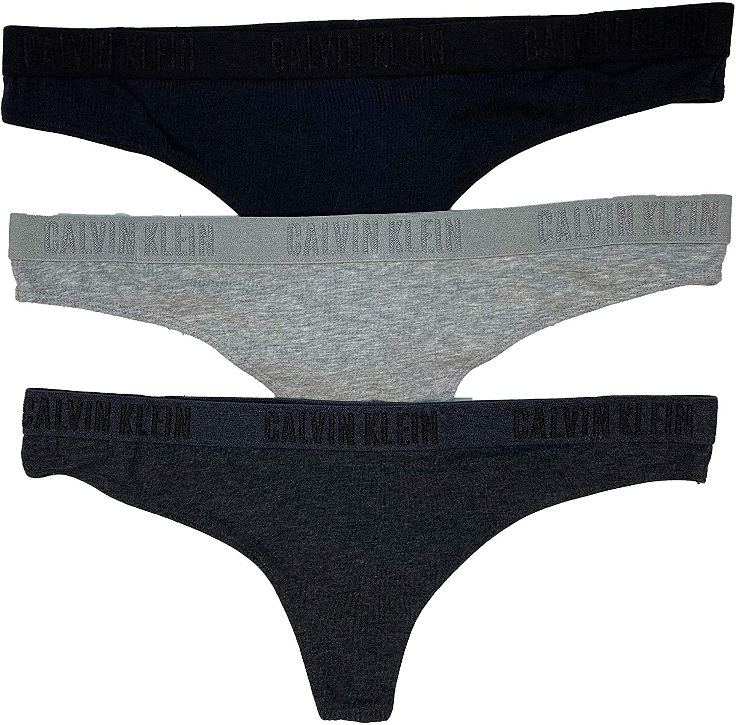 Calvin Klein Women's Carousel Logo Cotton Thong Panty Apparel & Accessories > Clothing > Underwear & Socks > Underwear Calvin Klein Black(qp2000-063)/Grey 3 Medium