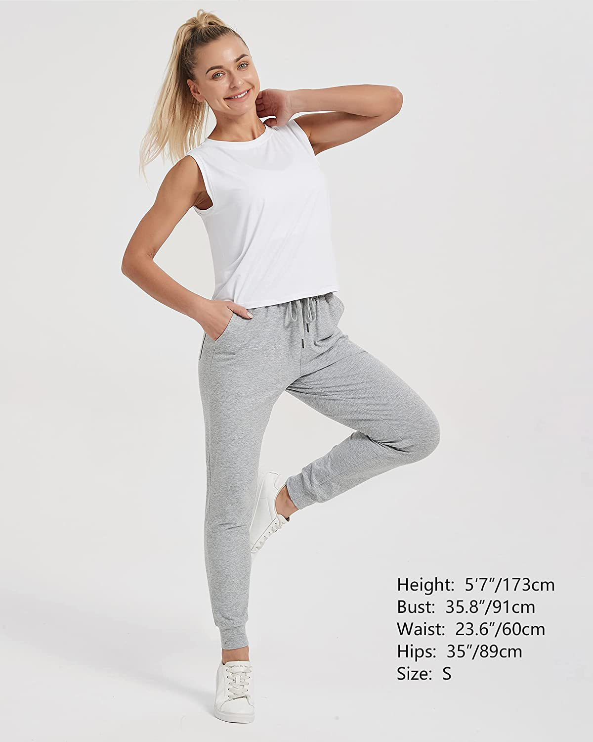 Stelle Women'S Sweatpants Lightweight Yoga Joggers Athletic Workout Track Pants with Pockets 28" Apparel & Accessories > Clothing > Activewear Kylie Max