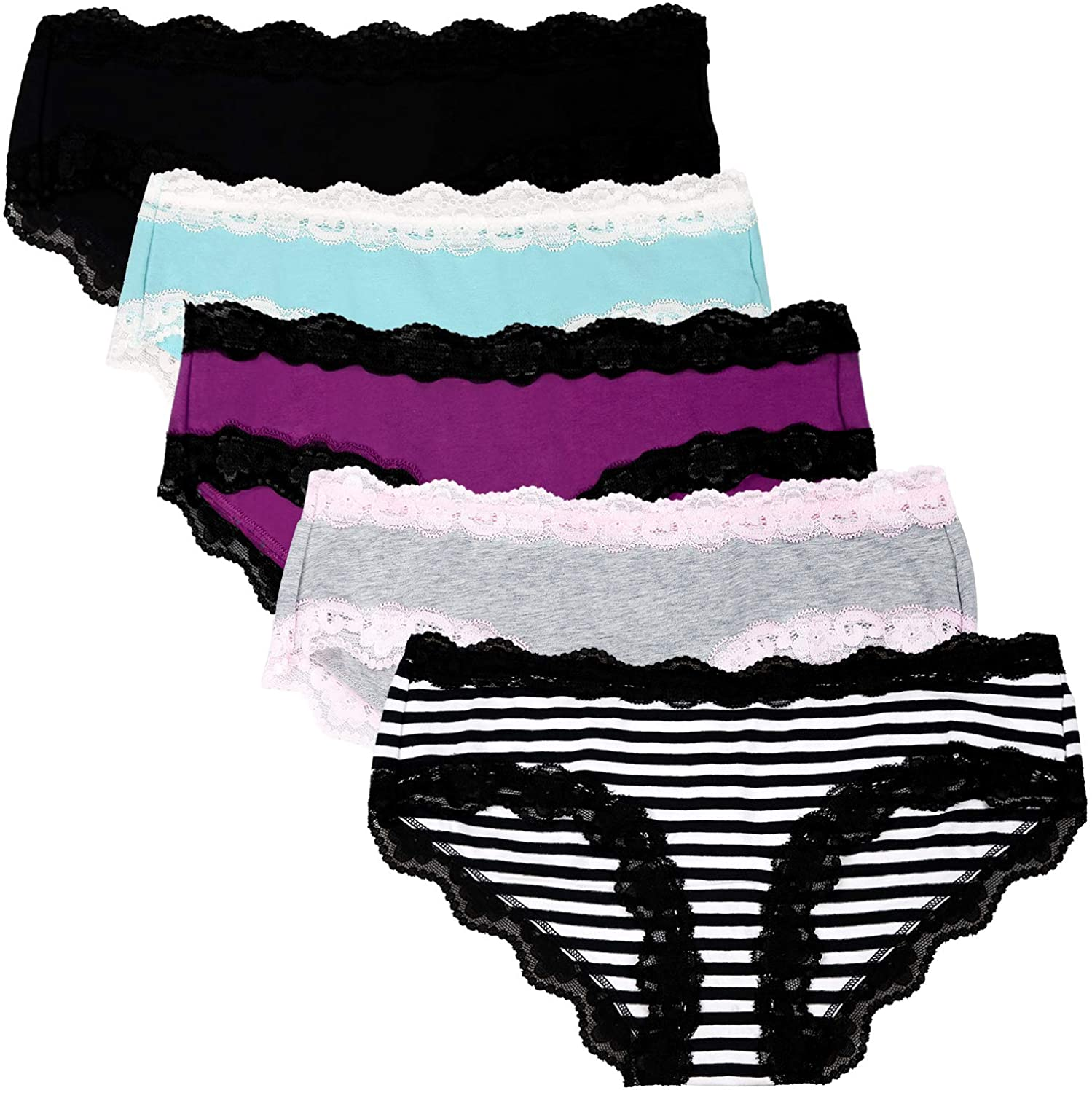 LYYTHAVON Women’S Underwear Soft Breathable Cotton Brief Ladies Panties 5-Pack Apparel & Accessories > Clothing > Underwear & Socks > Underwear LYYTHAVON