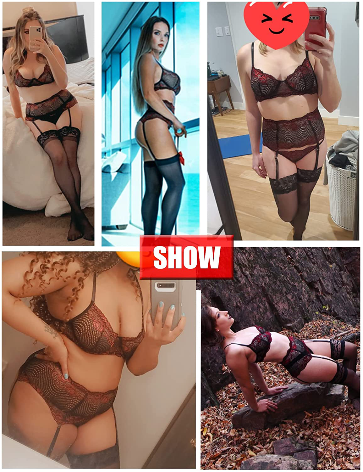 Avidlove Women Lingerie Set with Garter Belts Sexy Bra and Panty Underwire Lingerie Sets Apparel & Accessories > Clothing > Underwear & Socks > Lingerie Kylie Max