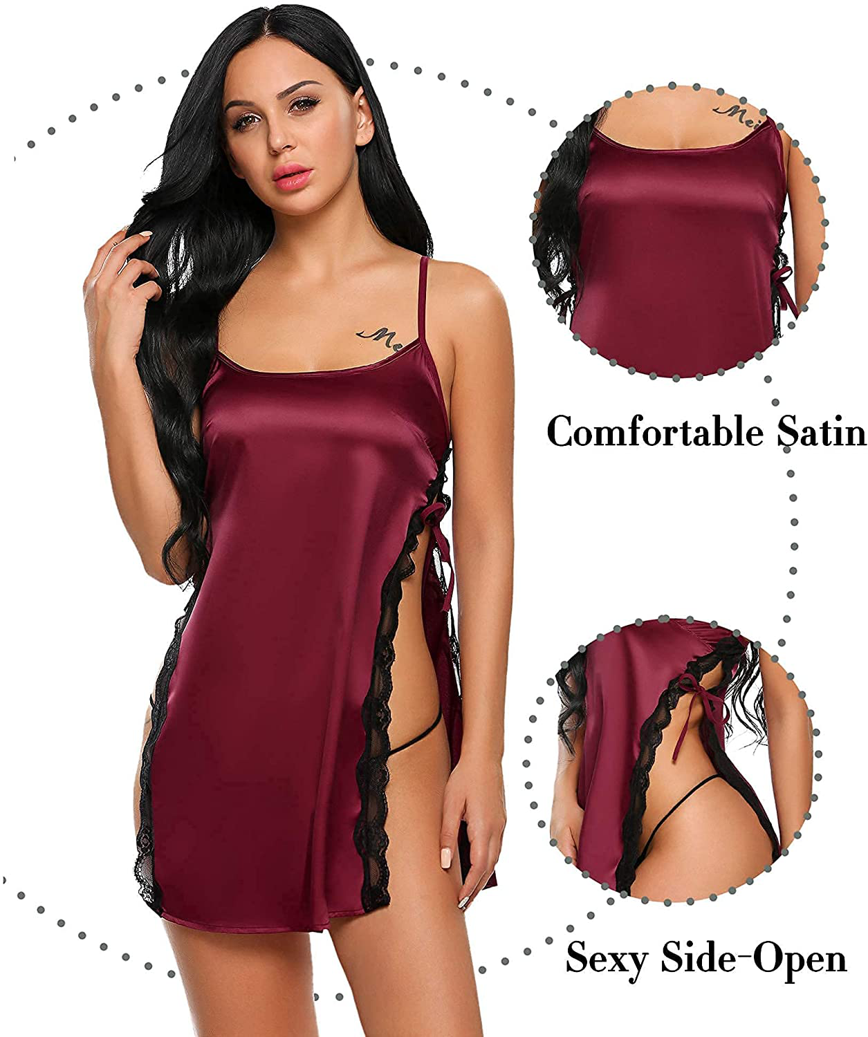 Avidlove Women Babydoll for Women Satin Nightwear Lace Chemise Sexy Nightgown Apparel & Accessories > Clothing > Underwear & Socks > Lingerie Kylie Max