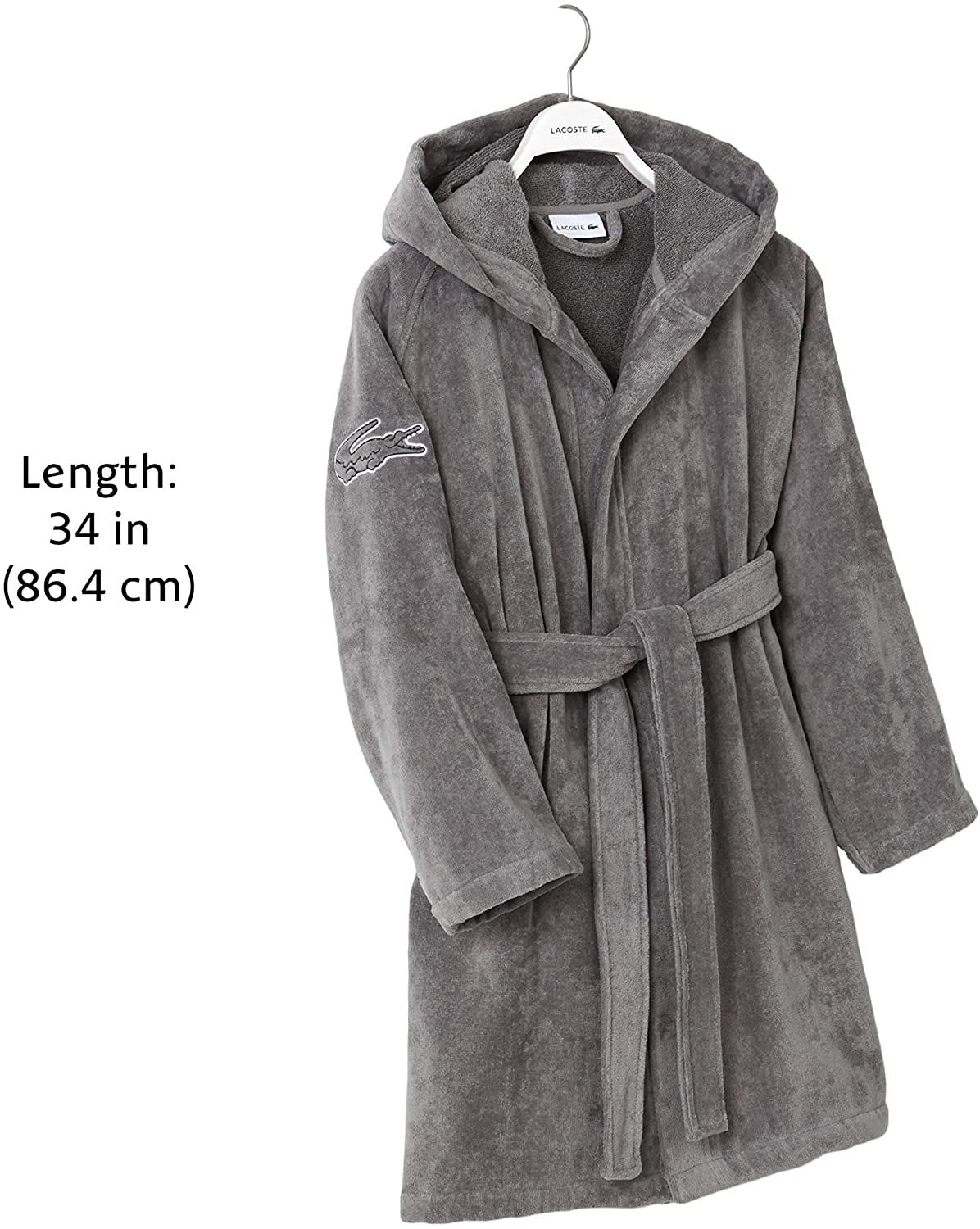 Lacoste Fairplay Robe, 100% Cotton, 34"L, Meteorite Apparel & Accessories > Clothing > Sleepwear & Loungewear > Robes Kylie Max