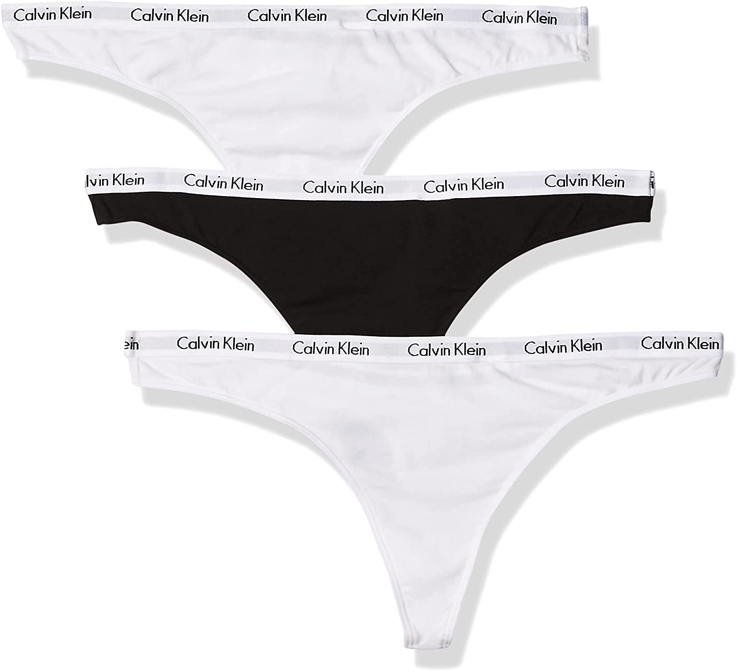 Calvin Klein Women's Carousel Logo Cotton Thong Panty Apparel & Accessories > Clothing > Underwear & Socks > Underwear Calvin Klein Black/White/White 3 X-Small