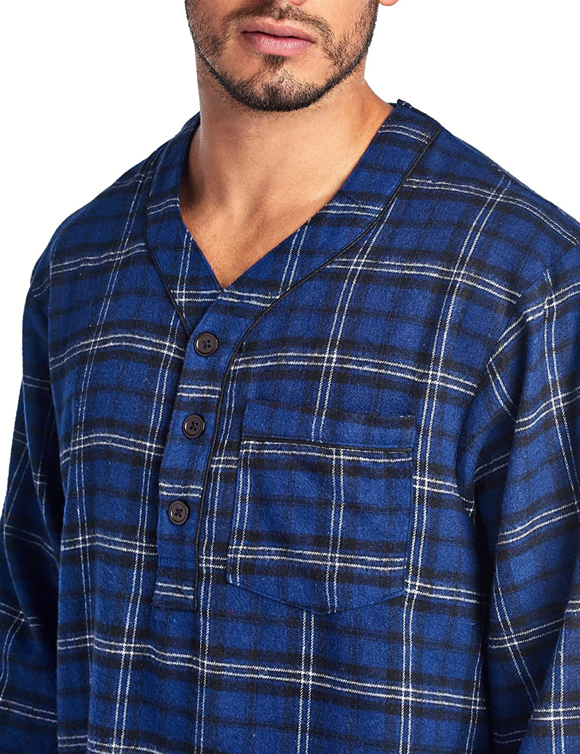 Ashford & Brooks Mens Flannel Plaid Long Sleep Shirt Henley Nightshirt Apparel & Accessories > Clothing > Sleepwear & Loungewear > Nightgowns Kylie Max