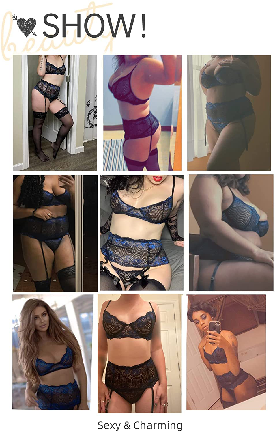 Avidlove Women Lingerie Set with Garter Belts Sexy Bra and Panty Underwire Lingerie Sets Apparel & Accessories > Clothing > Underwear & Socks > Lingerie Kylie Max