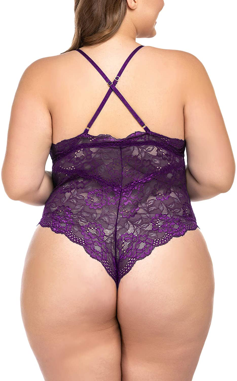 ELOVER Lingerie for Women Plus Size Lace Teddy Lingerie Bodysuit One Piece Babydoll Apparel & Accessories > Clothing > Underwear & Socks > Lingerie ELOVER