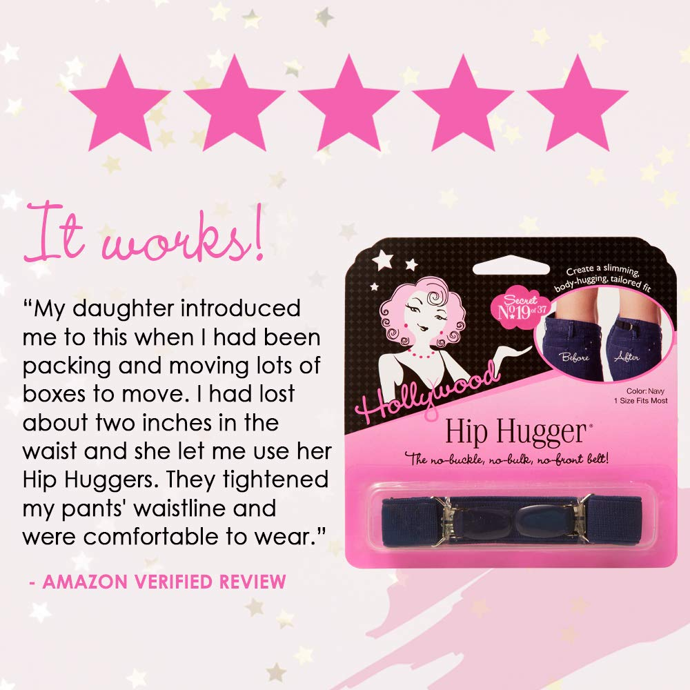 Hollywood Fashion Secrets Hip Hugger, One Size, Figure Slimming No Buckle No Bulk Elastic Band Belt Alternative, Navy Apparel & Accessories > Clothing Accessories > Belts Hollywood Fashion Secrets
