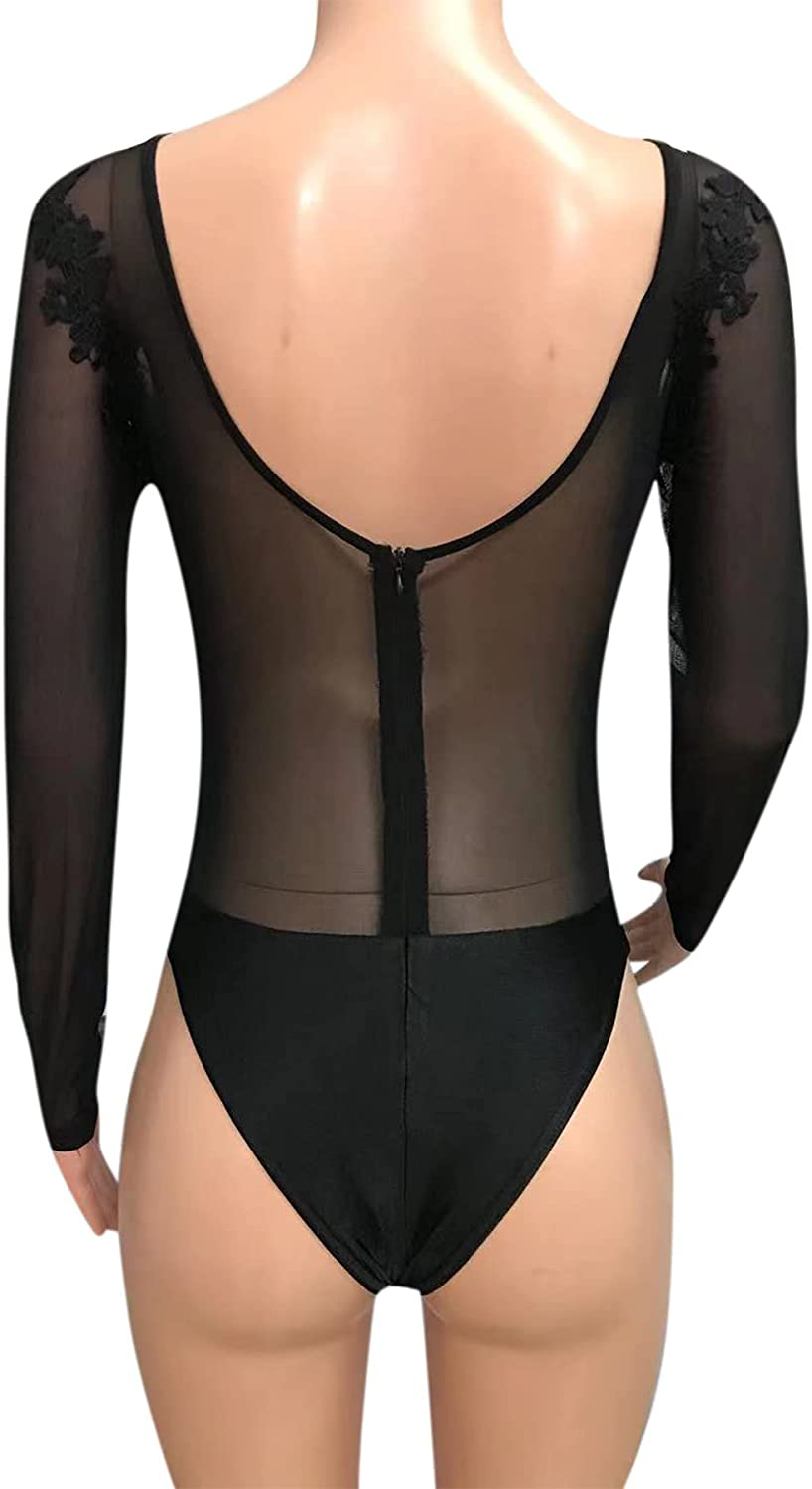 Women Rave Snakeskin Front Buckle Sheer Bodysuit Halterneck Swimsuit Long Sleeve for Dance Party Clubwear Apparel & Accessories > Clothing > Underwear & Socks > Lingerie RARITYUS