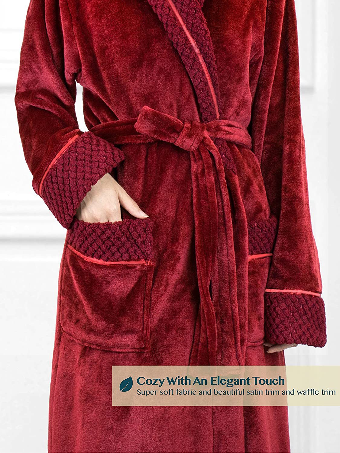 PAVILIA Soft Plush Women Fleece Robe, Cozy Bathrobe, Female Spa Robe, Waffle Apparel & Accessories > Clothing > Sleepwear & Loungewear > Robes Kylie Max