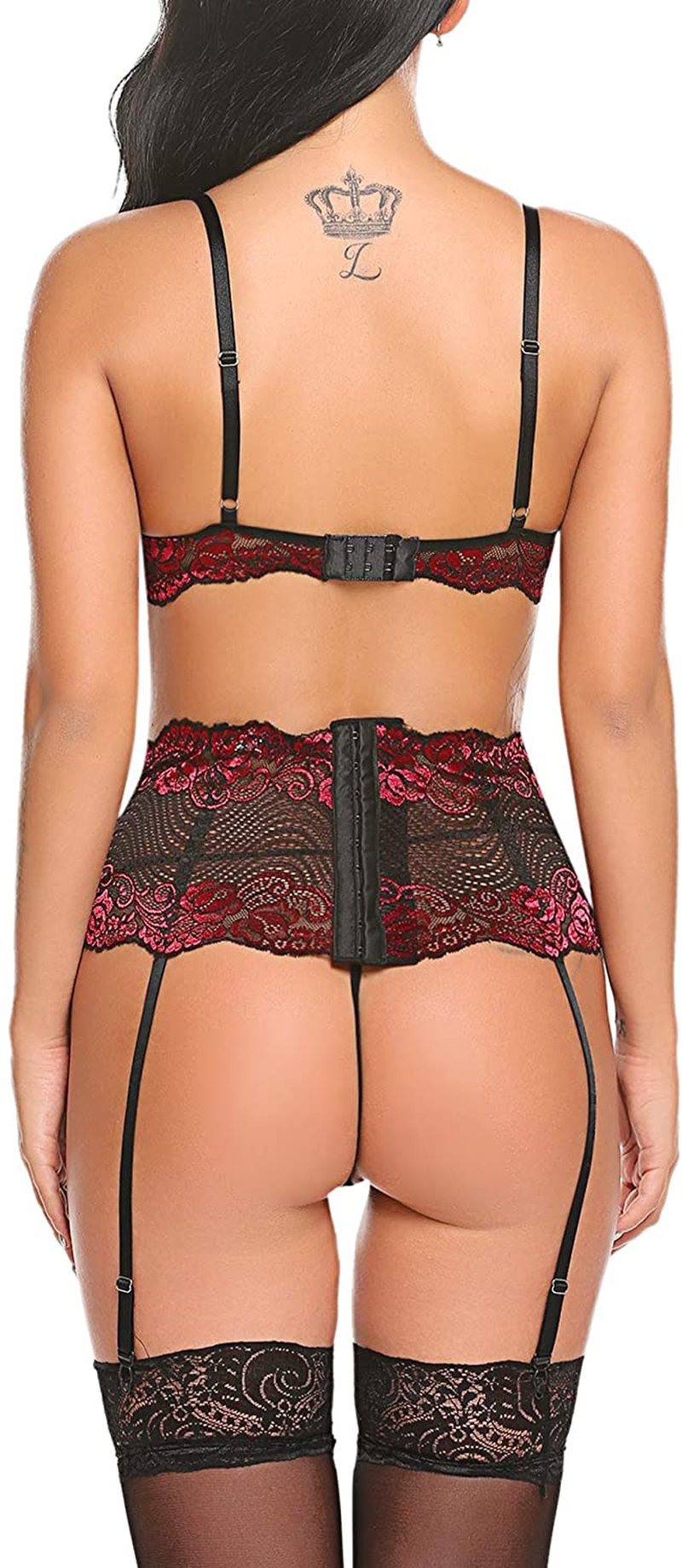 Avidlove Women Lingerie Set with Garter Belts Sexy Bra and Panty Underwire Lingerie Sets(Large) Apparel & Accessories > Clothing > Underwear & Socks > Lingerie Avidlove