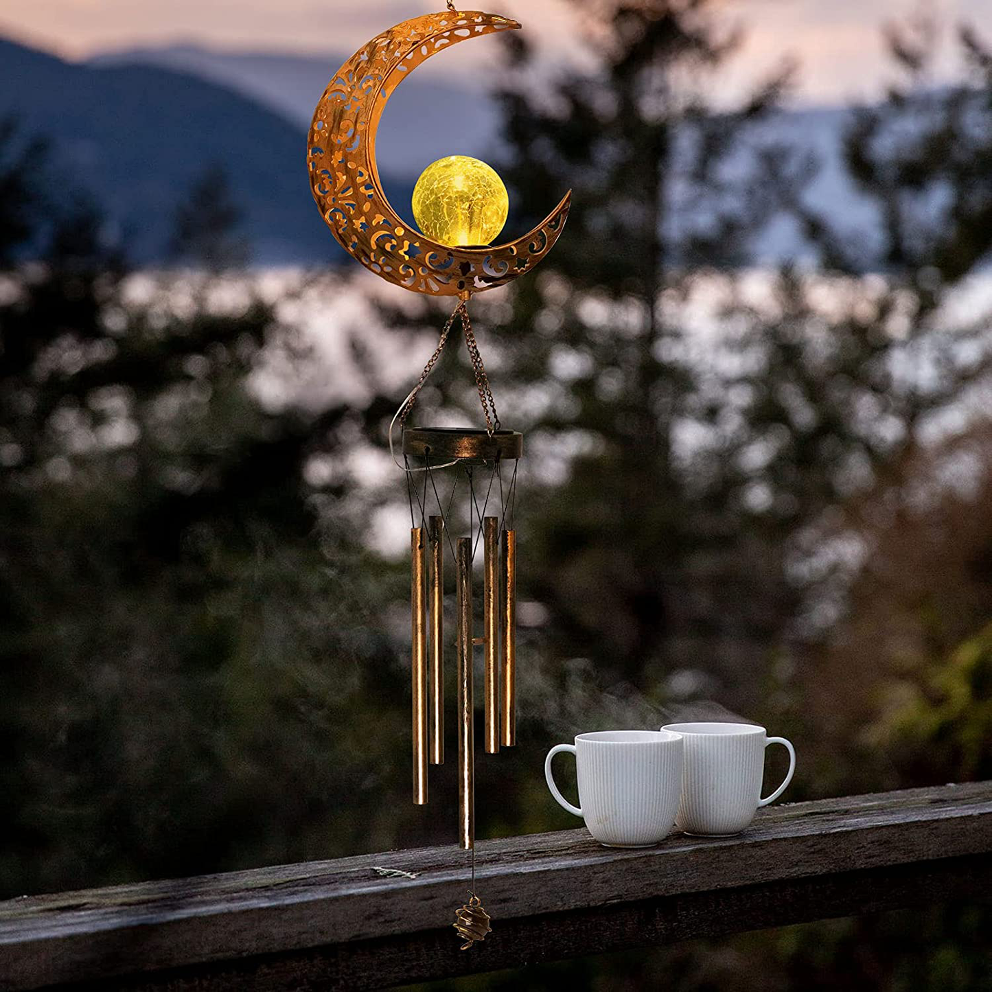 Moon Decor Gift for fathe, Moon Glass Ball Wind Chimes,windchimes Outdoor Gift for mom, Dad Gift, Grandma,, Christmas Decorations Christmas Decor Christmas Solar Light Arts & Entertainment > Party & Celebration > Gift Giving zhengshizuo