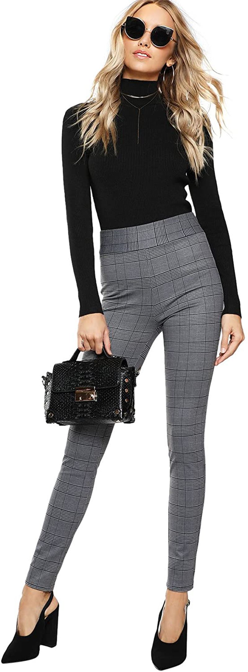 SweatyRocks Women's Casual Skinny Leggings Stretchy High Waisted Work Pants Apparel & Accessories > Clothing > Activewear SweatyRocks
