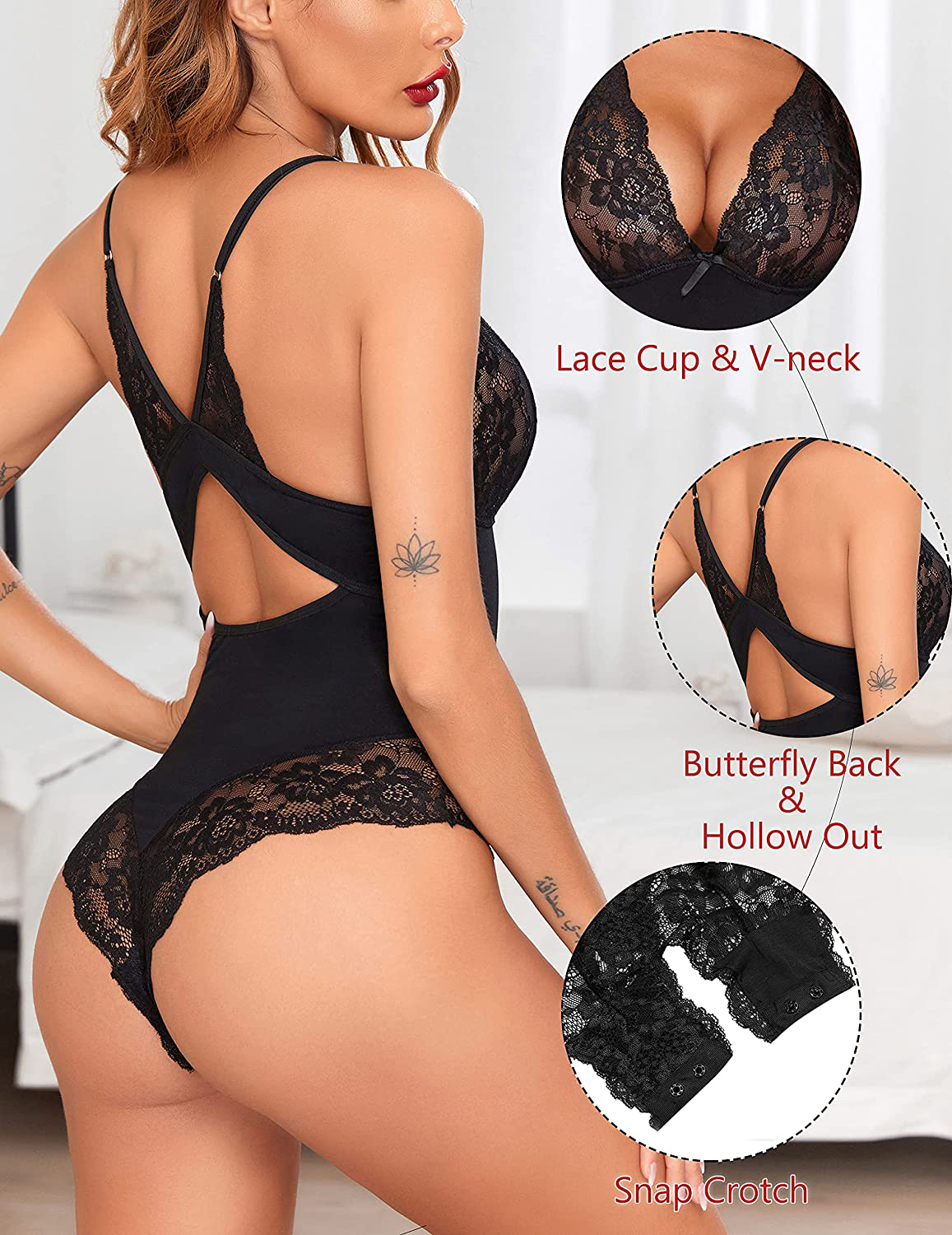 Avidlove Women Lingerie Bodysuit Snap Crotch Teddy One Piece Babydoll Apparel & Accessories > Clothing > Underwear & Socks > Lingerie Avidlove