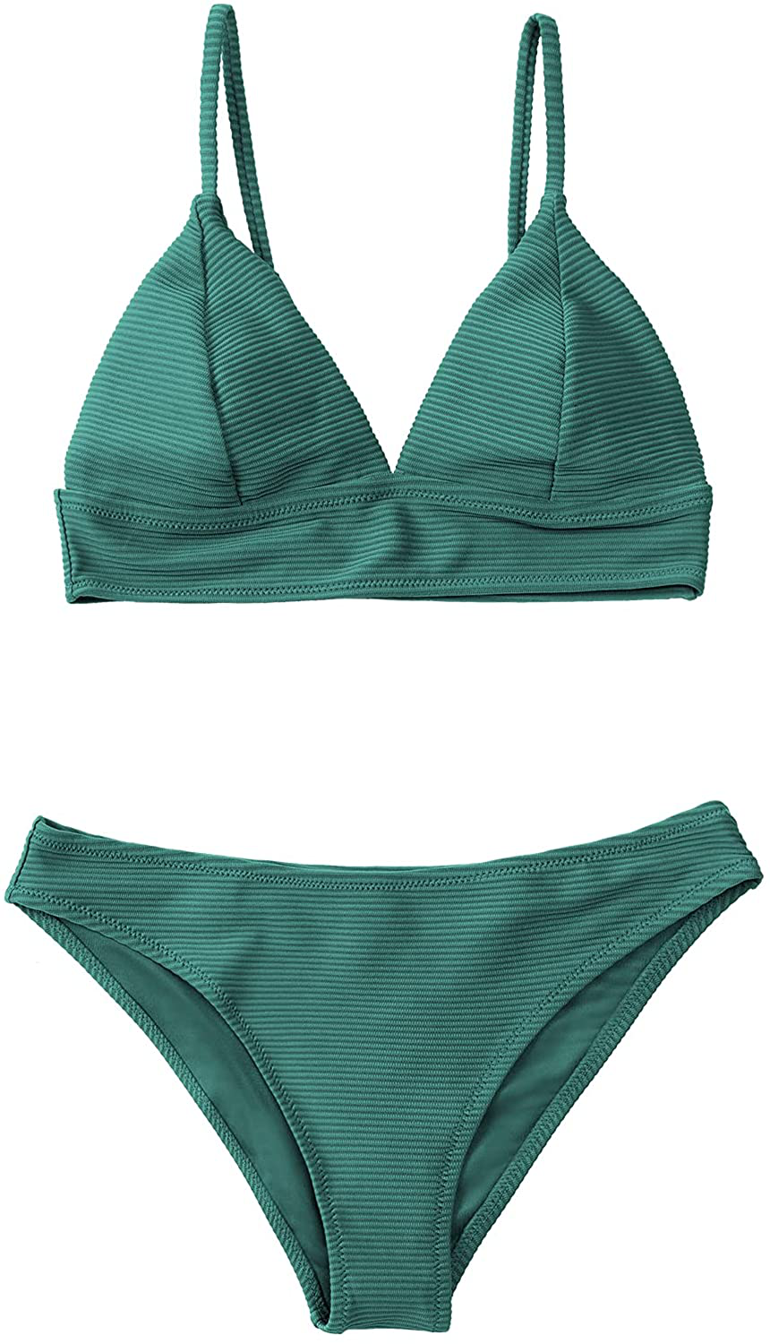 CUPSHE Women's Bikini Triangle Sexy Solid Two Piece Bathing Suit Apparel & Accessories > Clothing > Swimwear CUPSHE Grass Green Small