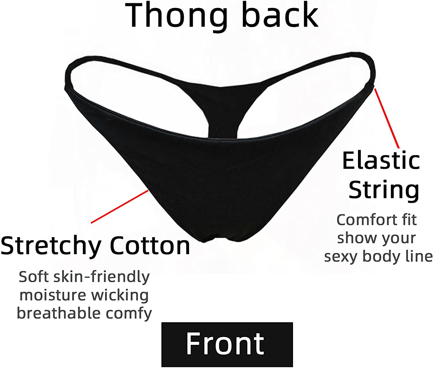Cotton Thongs for Women Sexy Seamless Woman G String Panties 3 Pack Set Apparel & Accessories > Clothing > Underwear & Socks > Underwear KUKU PANDA