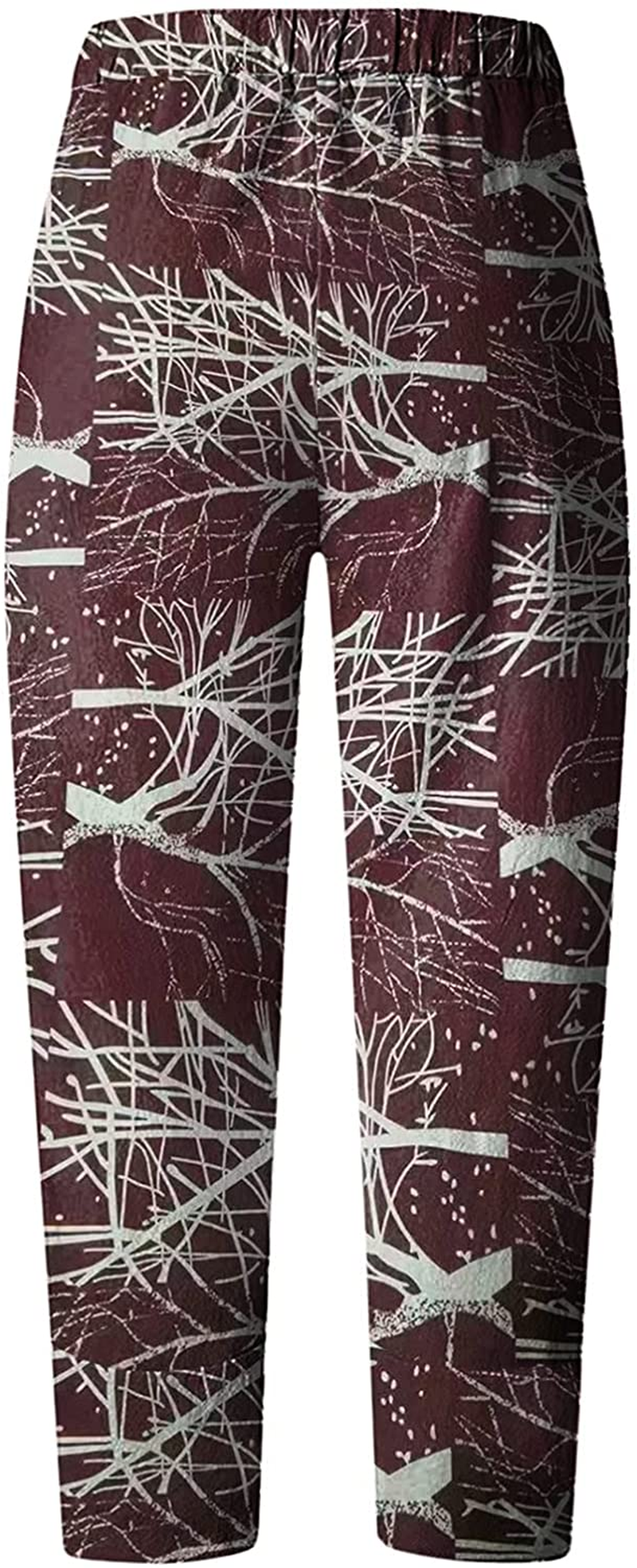 Burband Womens Floral Print Boho Yoga Pants Elephant Linen Harem Pants Wide Leg Work Trousers Palazzo Lounge Hippie Clothes Apparel & Accessories > Clothing > Underwear & Socks > Shapewear Burband