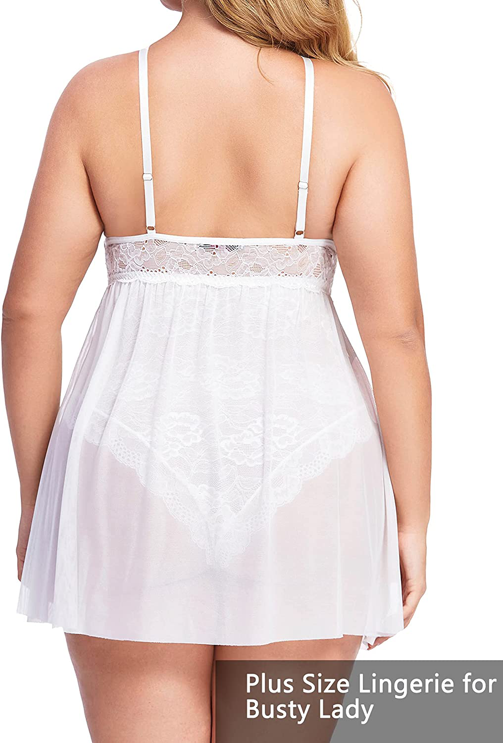 Avidlove plus Size Babydoll Womens Snap Crotch Lingerie V Neck Lace Nighty Mesh Sleepwear L-5XL Apparel & Accessories > Clothing > Underwear & Socks > Lingerie Kylie Max