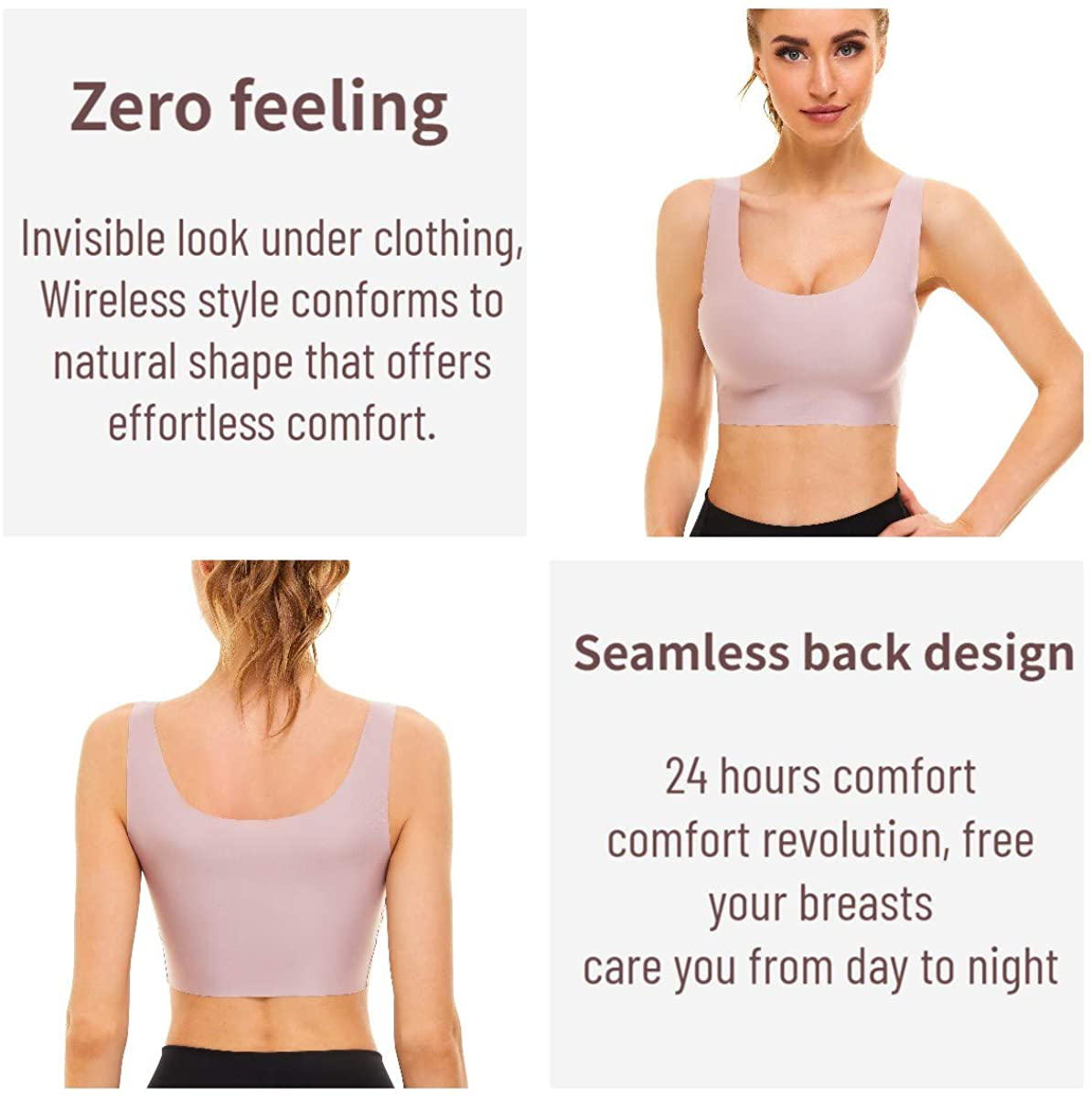 UOTJCNR Women'S Seamless Wireless Invisible Bra Comfy Sleep Bras Thin Soft Daily Bras for Yoga Sport Apparel & Accessories > Clothing > Underwear & Socks > Bras Kylie Max