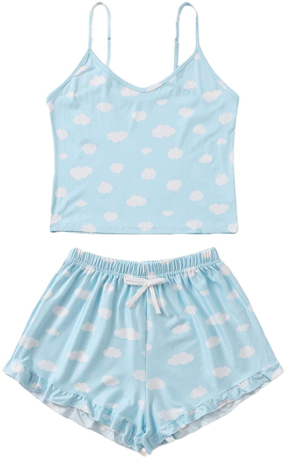 Sweatyrocks Women'S Summer Cloud Print Cami Top and Shorts Pajamas Set Nightwear Apparel & Accessories > Clothing > Sleepwear & Loungewear Kylie Max
