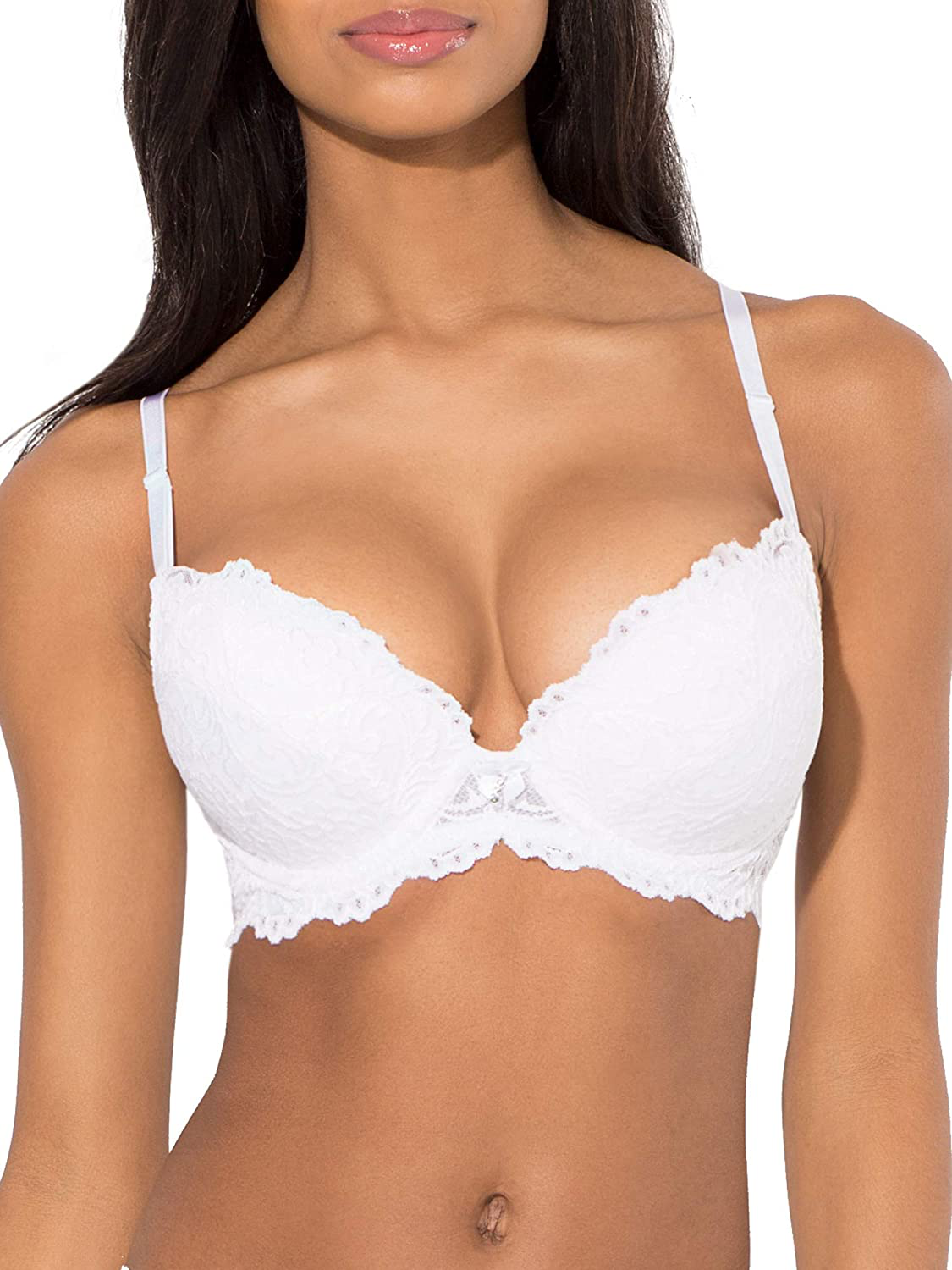 Smart & Sexy Women's Maximum Cleavage Underwire Push up Bra Apparel & Accessories > Clothing > Underwear & Socks > Bras Smart & Sexy White 42C