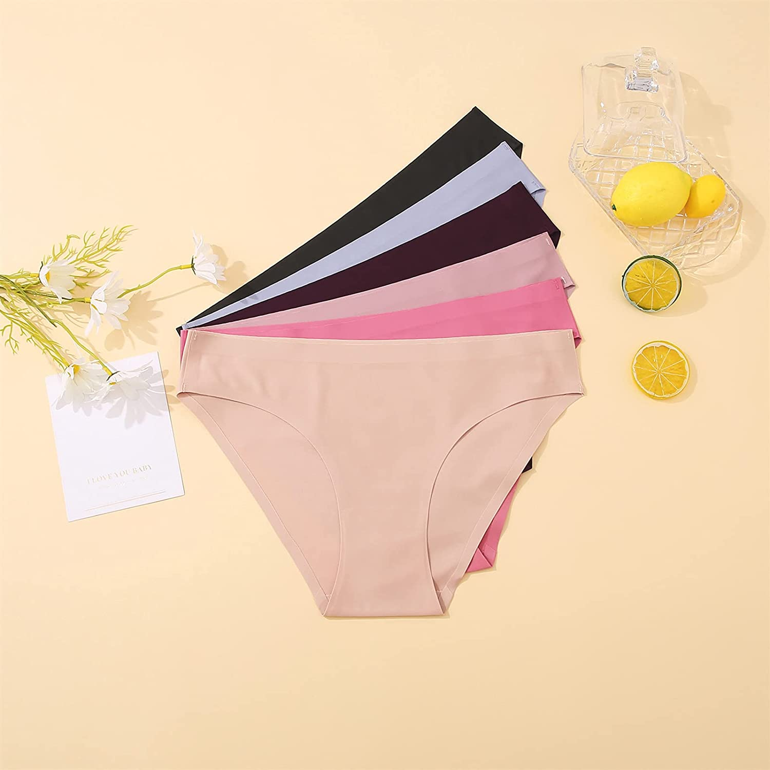 FINETOO 12 Pack Women’S Seamless Hipster Underwear No Show Panties Invisibles Briefs Soft Stretch Bikini Underwears XS-XL Apparel & Accessories > Clothing > Underwear & Socks > Underwear KYLIE MAX