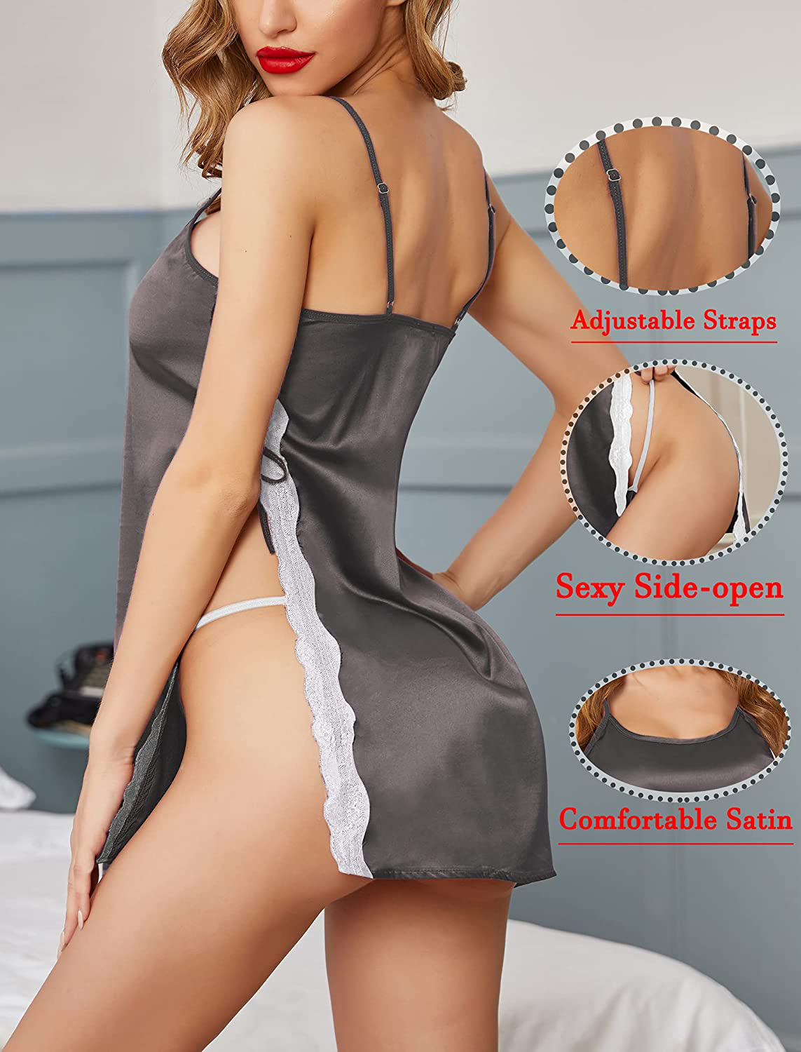 Avidlove Women Babydoll for Women Satin Nightwear Lace Chemise Sexy Nightgown Apparel & Accessories > Clothing > Underwear & Socks > Lingerie Kylie Max