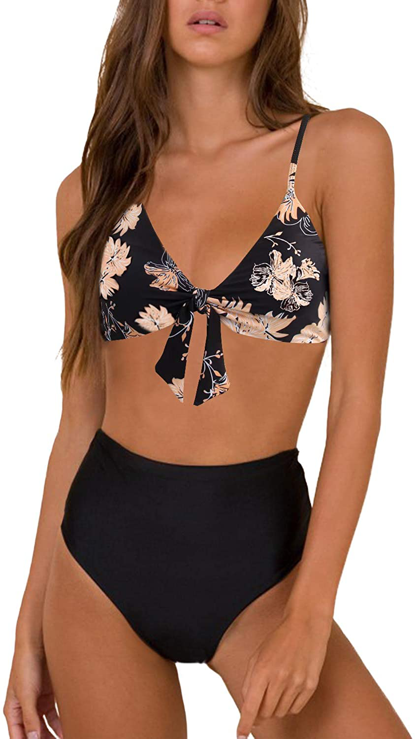 Blooming Jelly Womens High Waisted Bikini Set Tie Knot High Rise Two Piece Swimsuits Bathing Suits Apparel & Accessories > Clothing > Swimwear Blooming Jelly