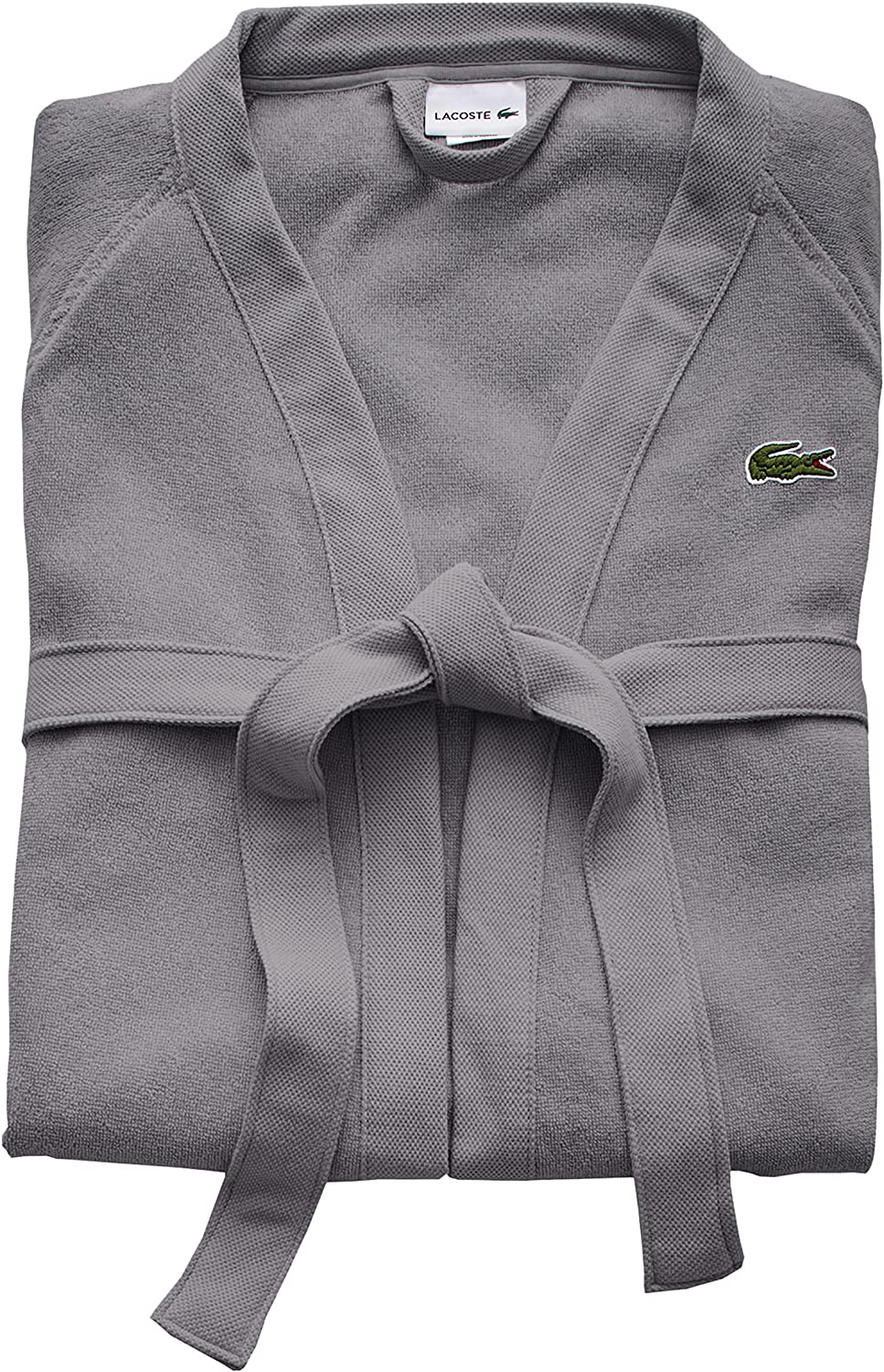 Lacoste Classic Pique 100% Cotton Bath Robe, One Size, Magenta Apparel & Accessories > Clothing > Sleepwear & Loungewear > Robes Lacoste Meteorite Grey