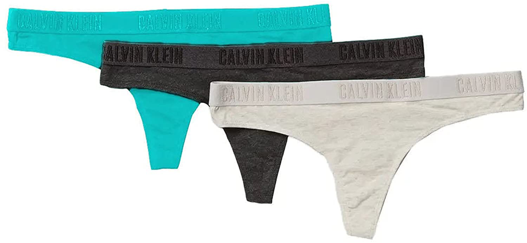 Calvin Klein Women's Carousel Logo Cotton Thong Panty Apparel & Accessories > Clothing > Underwear & Socks > Underwear Calvin Klein Dark Grey(qp2000-064)/Blue 3 Small