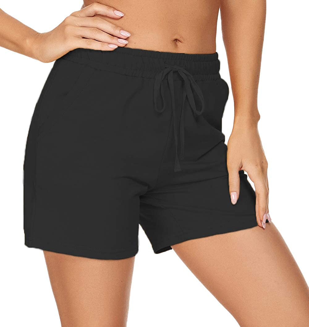 Tandisk Women'S 5" Casual Jersey Cotton Shorts Lounge Yoga Pajama Walking Shorts with Pockets Activewear Apparel & Accessories > Clothing > Shorts Kylie Max