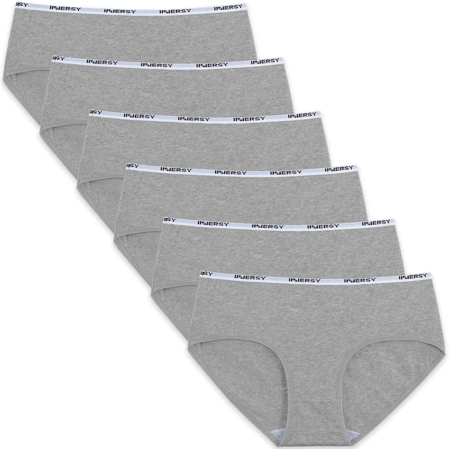 INNERSY Womens Underwear Hipster Panties Cotton Low Rise Briefs Pack of 6 Apparel & Accessories > Clothing > Underwear & Socks > Underwear INNERSY 6 Grey Large